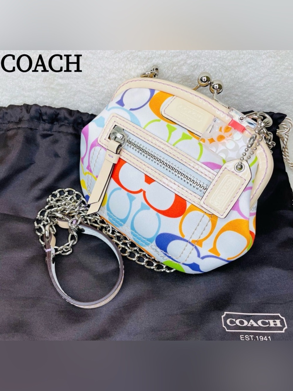 Coach Y2K Rainbow Monogram KissLock Crossbody EUC w dust bag